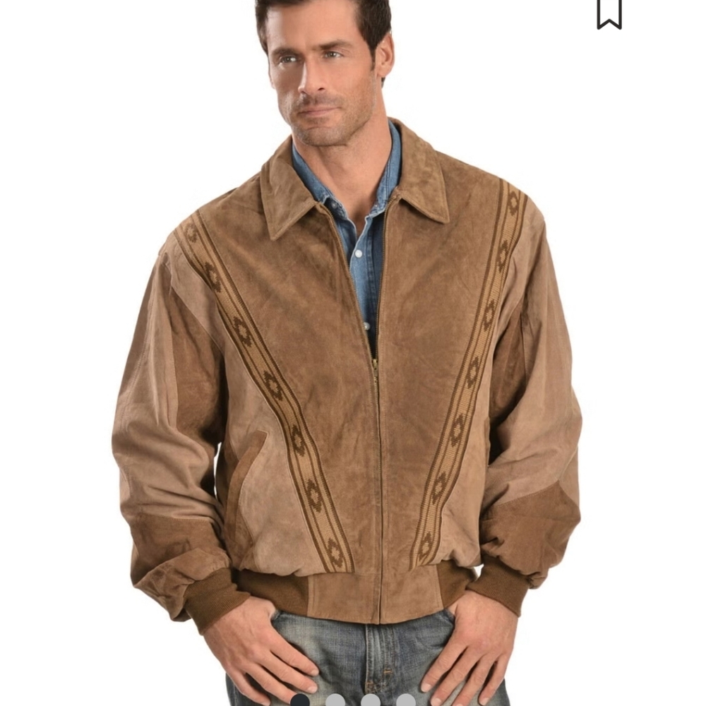 Scully  Boar Suede Men's Arena Bomber Jacket in Brown Two-Tone